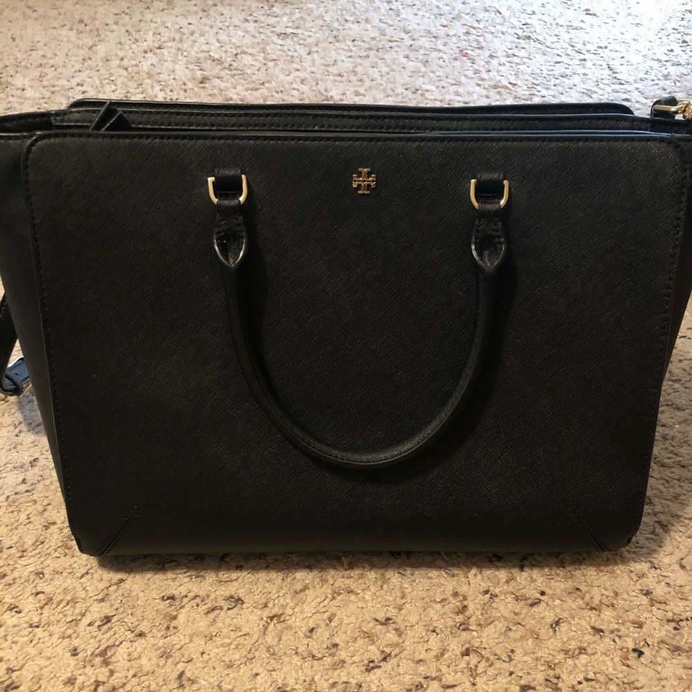 Beautiful, black genuine leather Tory Burch Tote - Picture 1 of 7